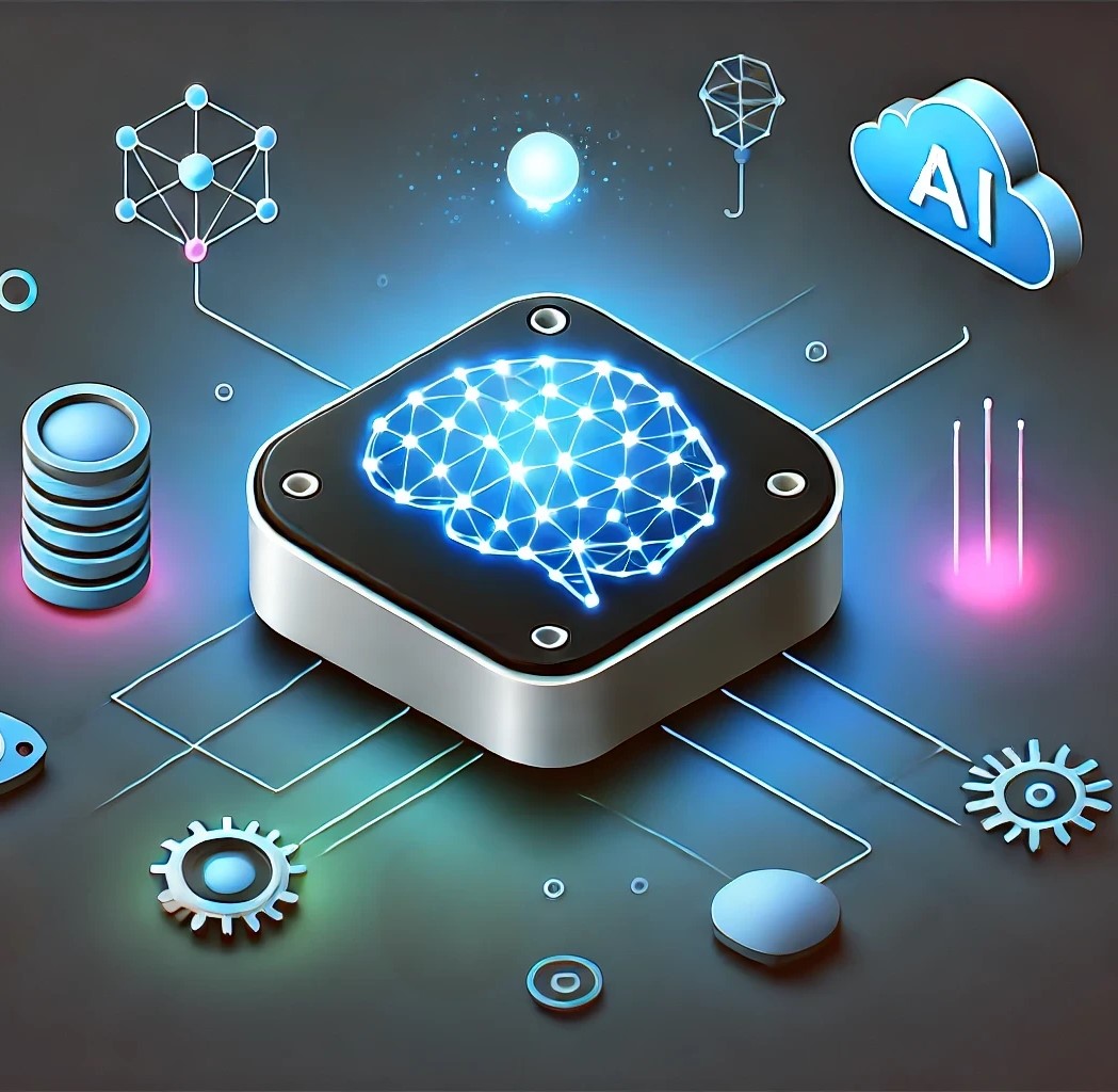 AI interface with futuristic manufacturing interface